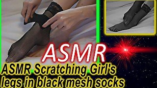 ASMR legs in black mesh socks - donning and scratching