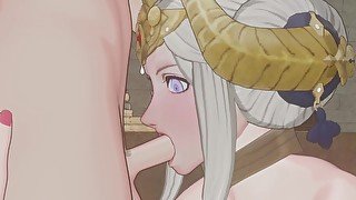 Edelgard from Fire Emblem Three Houses sucks dick 3d Hentai, uncensored