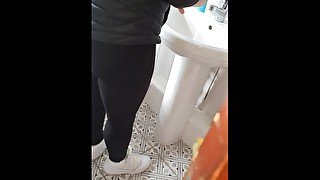 Step mom fuck and creampie in bathroom with step son while people are home (INTENSE ORGASM Fuck)