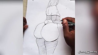 Big Ass Instagram Model Nude  Pencil Drawing sexy Art