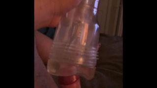 Big Bear Latino playing with uncut cock and Fleshlight Cumshot 