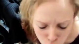 Blonde babe gives pov blowjob and swallows every drop