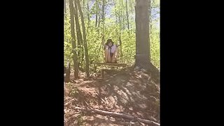 Tight School Girl Fools Around on Swing