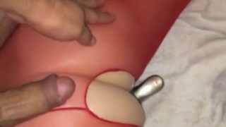 Wife red bodystockig great anal cumshot