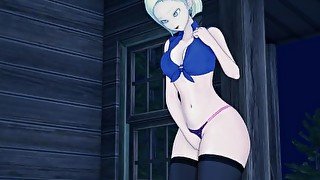 Android 18 fingers her pussy in a secluded getaway - Dragonball Hentai.