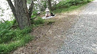 Kinky Maja - Cute Tight PAWG Rides BBC Dildo Out in Public Forest And Has a Squirming Shaking Orgasm