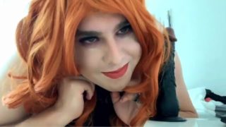 Young Hot redhead Euro Crossdresser with Foxtail Deepthroat and BJ Practice with Dildo Cam Show Pt.2