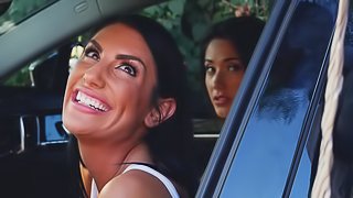 August Ames and Eva Lovia are horny brunettes enjoying a threesome