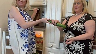 Anna & Cath, cucumber pussy play