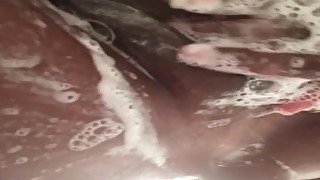 Freshly shaved wet pussy dripping cum