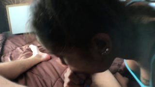 Thai girlfriend gives her boyfriend a blowjob hardcore