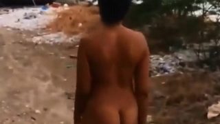 Twerking nude in public beach