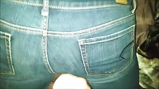 Cum all over her jeans