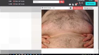 Big Fat Guy Plays with his tits and talks to you