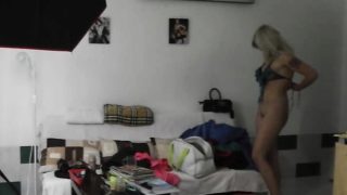 Busty czech blonde has fun in backstage