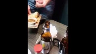 Risky public - dared to cum in restaurant on my sushi and eat it