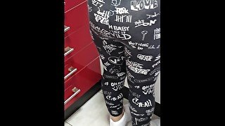 Step mom in black leggings in kitchen caught by Husband fucking step son