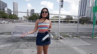 Kinky Latina Summer Col with glasses gets fucked in back of the van