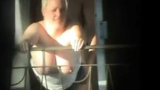 Spying Exhib Neighbour Fucking on Balcony BVR