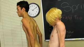 Kinky anal dance with gay teens in school ends in spunk flow