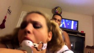 Submissive young blonde getting pounded rough from behind