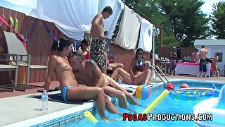 Hot and stunning Bella Venusia likes hard group sex by the pool