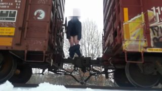 Pissing and Messing Around on an Abandoned Train