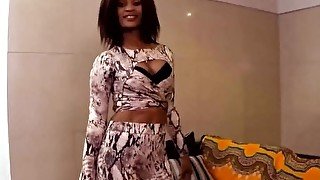 Cute African Babe Takes Huge WHITE cock in Pussy And Ass For A Job