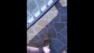 @tici_feet IG tici feet tici_feet walking and shoeplaying yellow heels