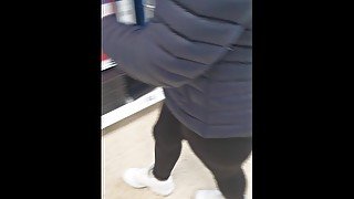 Step mom thongs see through Leggings in a Shopping Mall - Thick Booty get fucked