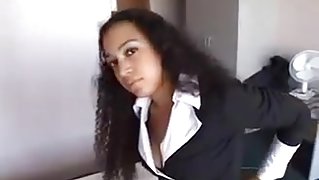 Dutch ebony sucks a cock in hotelroom