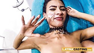 Cute Latina Facial After Showing Skills to Model Agent