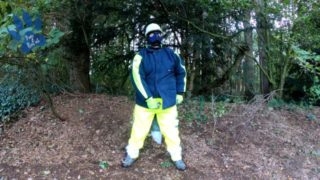 HiViz pup sneaked out of work to have a quick paw