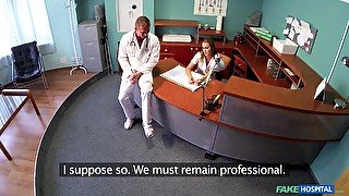 Naughty nurse Alexis gets her pussy fucked from behind by a doctor