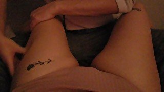 Daddy massages teens thighs in her panties