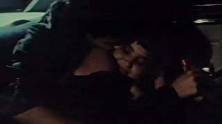 Seductive brunette enjoying hot and passionate sex in the car