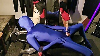 Spiderman strips to his blue Zentai and then shoots a Massive Web!