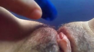 Close up POV video with me toying my hairy coochie