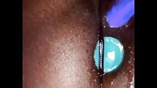 Ebony cumming with anal plug