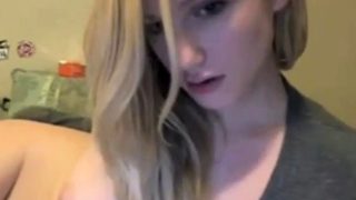 Blond girl fingering her pussy on cam