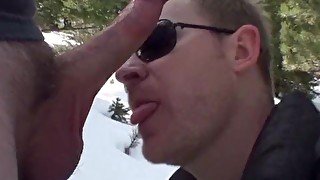 i want your cum! - trailside suckoff - huge cum facial + swallow - outdoors