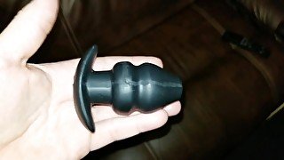 Electro milked big hollow plug and cock plug