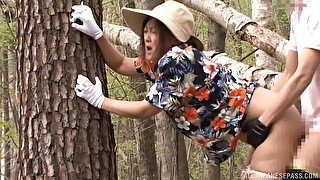 Cheating Japanese wife meets up with her lover in the local forest