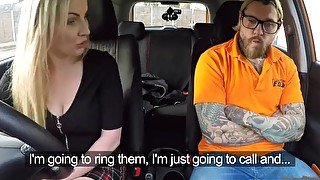 Fake Driving School Fake instructors hot car fuck with busty blonde minx