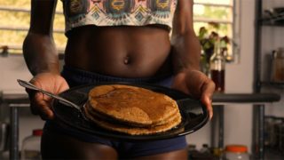 SFW Sexy Brown Sugar Goddess MILF making Pancakes from scratch 