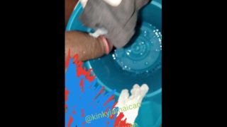Ghetto Bathhouse Jamaican BBC super nasty cum play at end with random sock