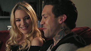 Tattooed hot blooded dude fucks awesome blond seductress Kenna James