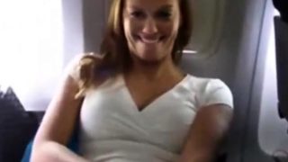 Amateur Masturbation in airplane