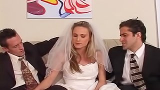Beautiful bride cuckolds her loser husband on their wedding day