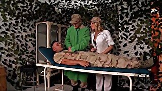 Injured soldier blown by sexy nurse